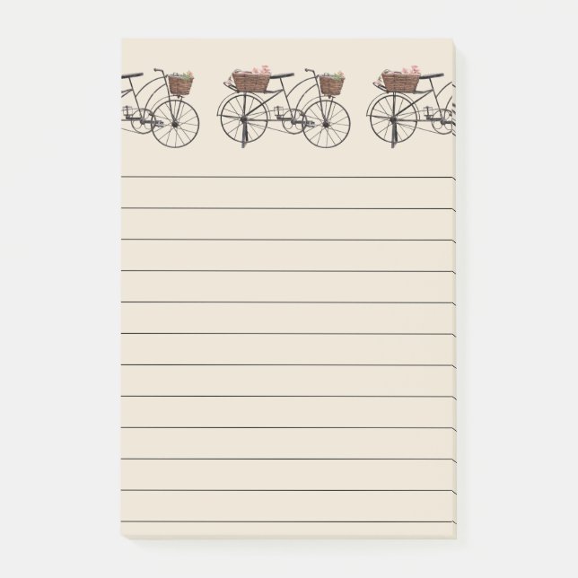 Bloco Post-it Bicicleta Antiquada Com Cestos (Frente)