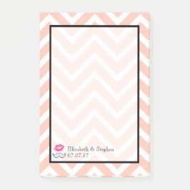 Bloco Post-it bigode e Lábios no Casamento Peach Chevron