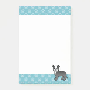 Bloco Post-it Black And White Staffordshire Bull Terrier Dog