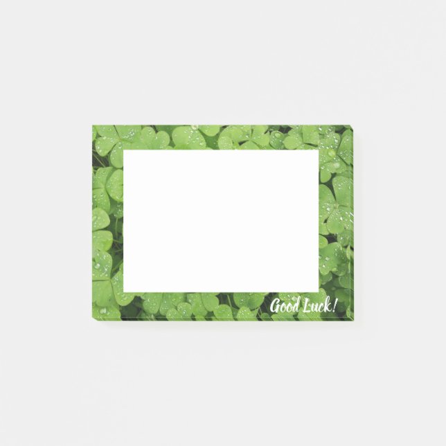 Bloco Post-it Boa sorte, trevo shamrock natureza, notas de posto (Frente)