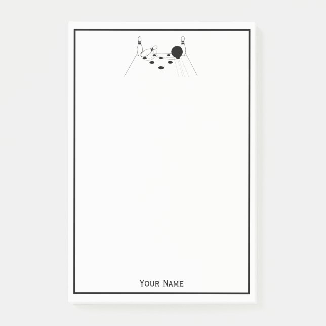 Bloco Post-it Bola de boliche desportiva e alfinetes (Frente)