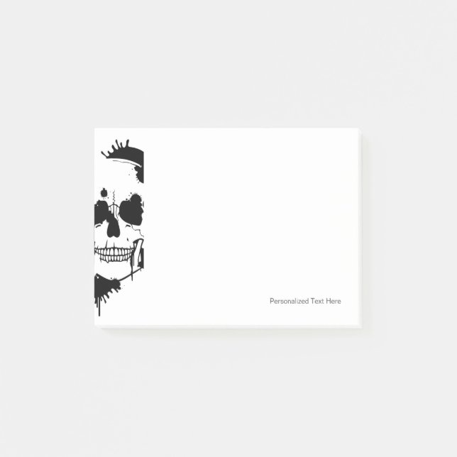 Bloco Post-it Boletins De Tinta Criando Uma Silhueta De Caveira (Frente)