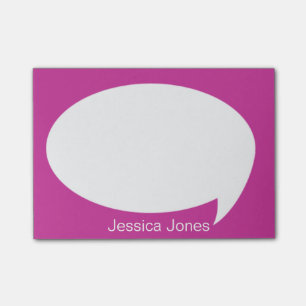 Bloco Post-it Bolha cor-de-rosa da conversa arredondada