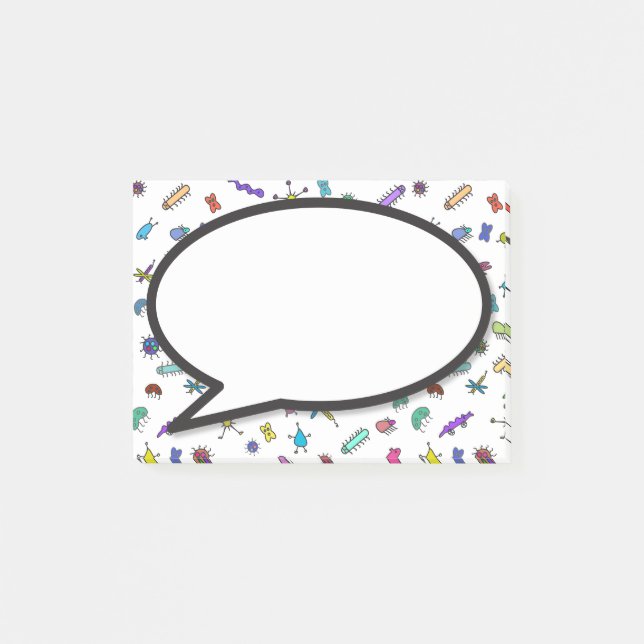 Bloco Post-it Bolha de fala de Mini Bugs e Mini Beasts (Frente)