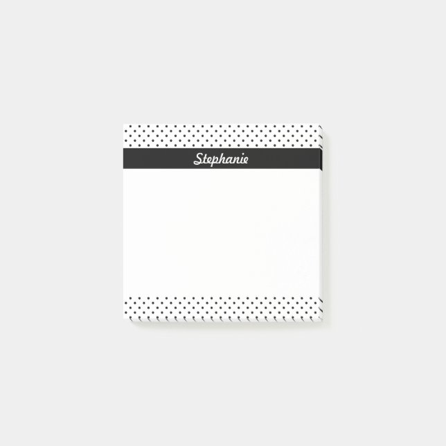 Bloco Post-it Bolinhas brancas e pretas personalizadas (Frente)