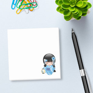 Bloco Post-it Boneca de Kokeshi do inverno - menina de gueixa