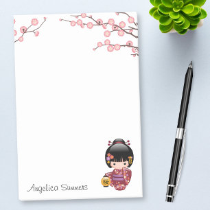 Bloco Post-it Boneca de Sakura Kokeshi - menina de gueixa do
