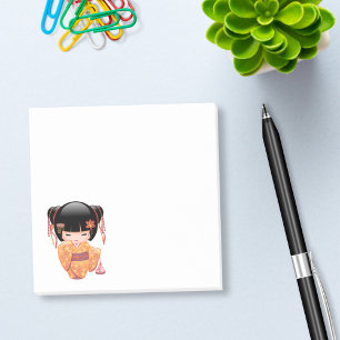 Bloco Post-it Boneca de Ume Kokeshi - menina de gueixa japonesa