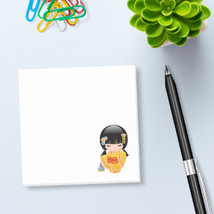 Bloco Post-it Boneca Summer Kokeshi - Garota Kimono Geisha Amare