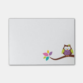 Bloco Post-it Bonita coruja colorida em um galho Personalizado
