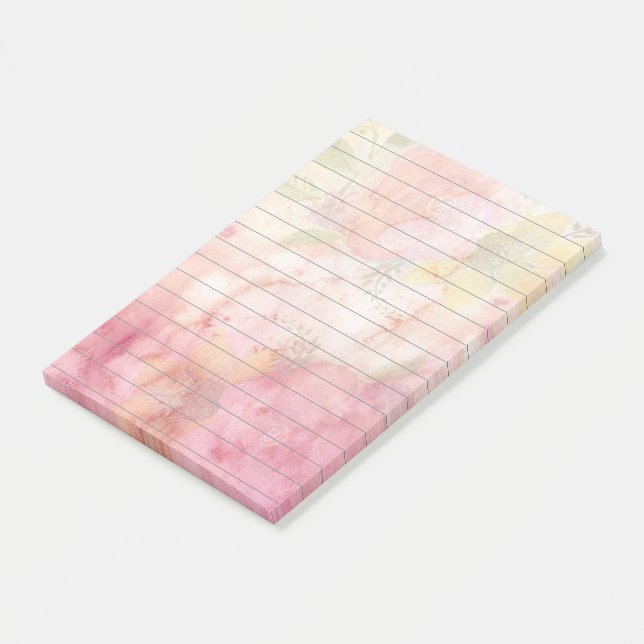 Bloco Post-it Bonito Aquarela Floral Impressão Linhada (Inclinado)