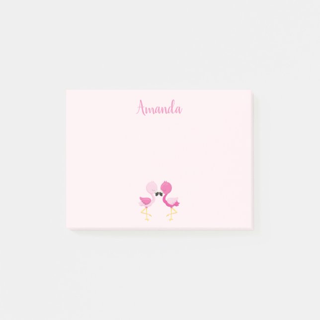 Bloco Post-it Bonito Pink Flamingo Love (Frente)