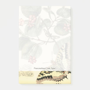 Bloco Post-it Borboleta e Dragonfly com Flores Vermelhas