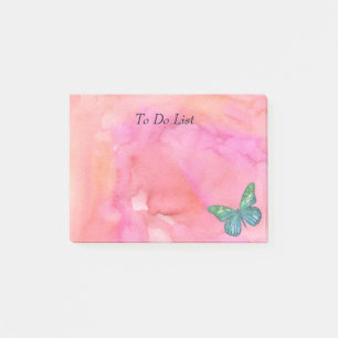 Bloco Post-it Borboleta em Aquarela Rosa