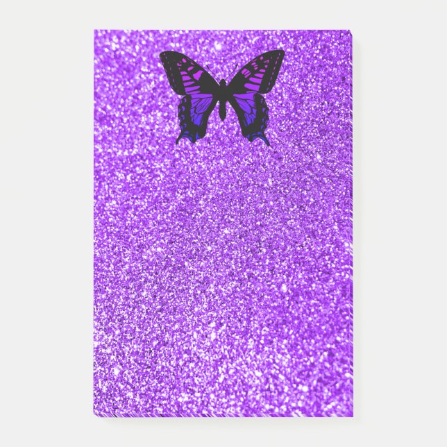 Bloco Post-it Borboleta Roxa em Brilho (Frente)