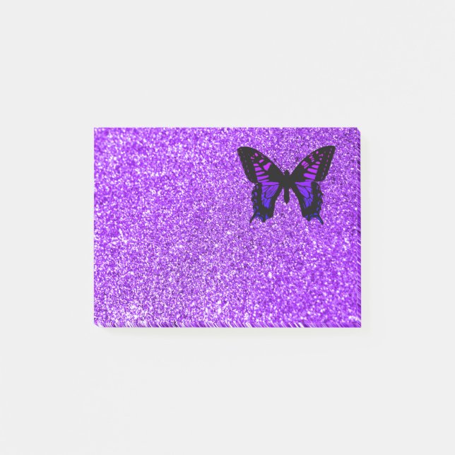 Bloco Post-it Borboleta Roxa na Brilhante (Frente)
