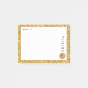 Bloco Post-it Brilho Dourado & design moderno branco