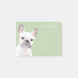 Bloco Post-it Buldogue Francês Branco | Cute Frenchie