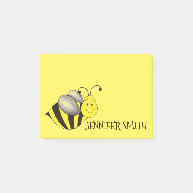 Bloco Post-it Bumblebee Amarelo Cute Personalizado Posta (Frente)
