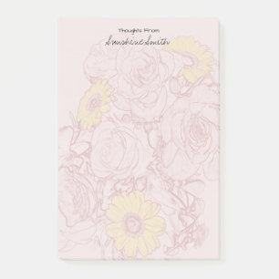Bloco Post-it Buquê Bonito de Rosas de margarida personalizados