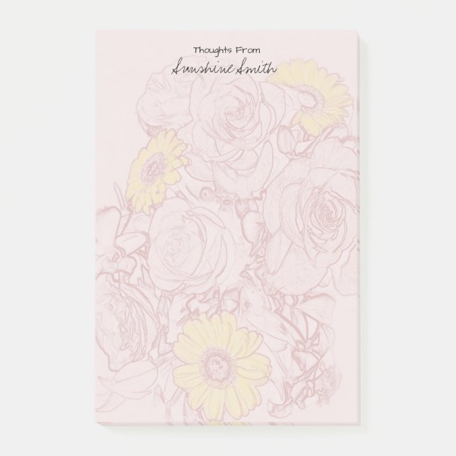 Bloco Post-it Buquê Bonito de Rosas de margarida personalizados (Frente)