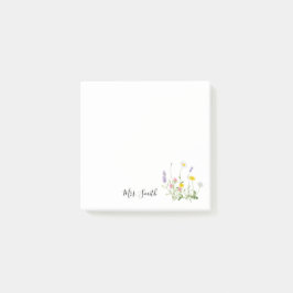 Bloco Post-it Buquê de flores silvestres monograma professor
