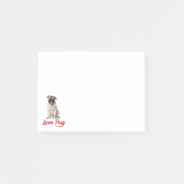 Bloco Post-it Cachorrinho Pug Notas Adhesivas Post IT (Frente)