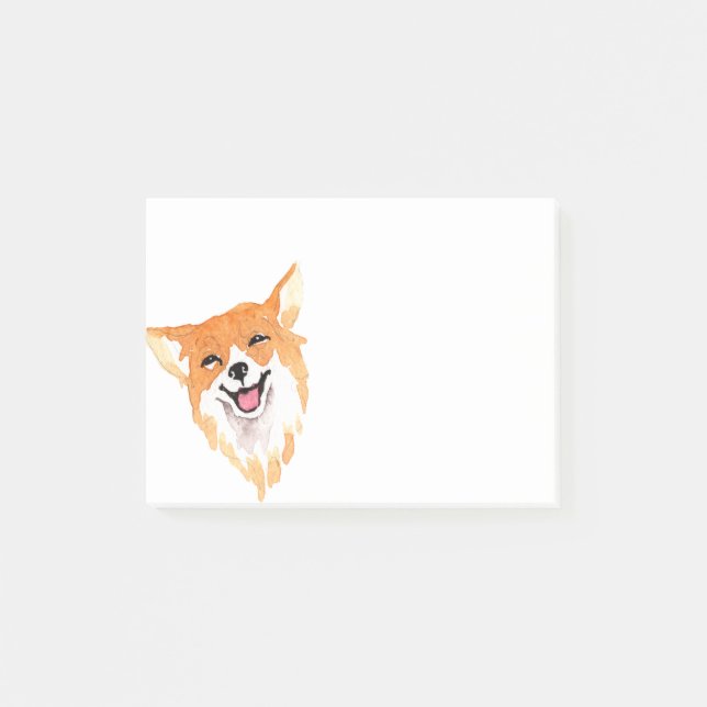 Bloco Post-it Cachorro em Aquarela Sorridente (Frente)