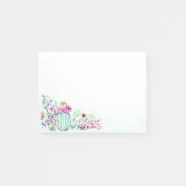 Bloco Post-it Cactus & Succults Watercolor (Frente)