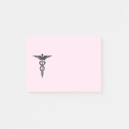 Bloco Post-it Caduceus médico no rosa
