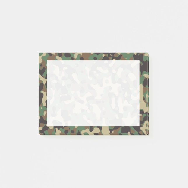 Bloco Post-it Camuflagem Florestal Bege, Marrom, Verde, Cinza (Frente)