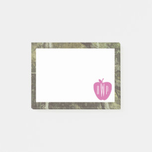 Bloco Post-it Camuflagem + Professor Monogrammed cor-de-rosa de