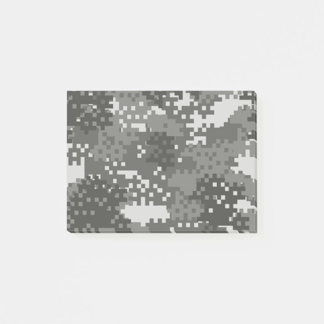 Bloco Post-it Camuflagem urbana cinzenta & branca do pixel (Frente)