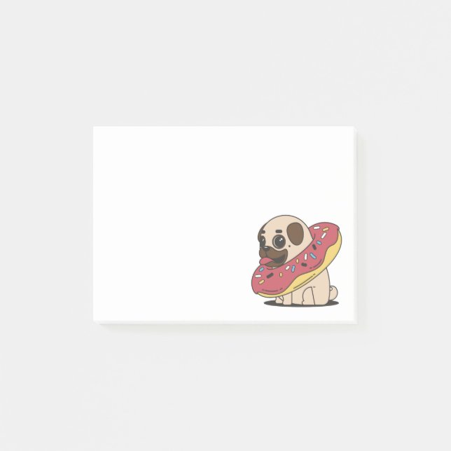 Bloco Post-it Cão adorável do Pug dos desenhos animados (Frente)