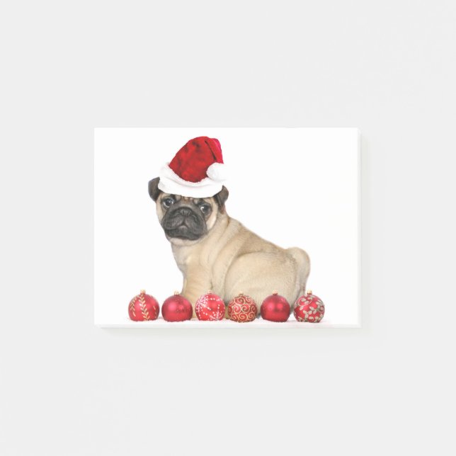 Bloco Post-it Cão do pug do Natal (Frente)