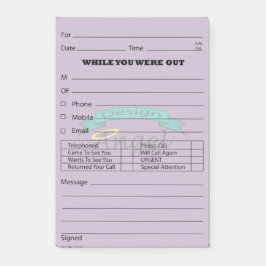 Bloco Post-it Cargo roxo da mensagem de telefone do Watermark do