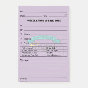 Bloco Post-it Cargo roxo da mensagem de telefone do Watermark do