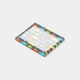 Bloco Post-it Carros de Raça Multicolores em Preto