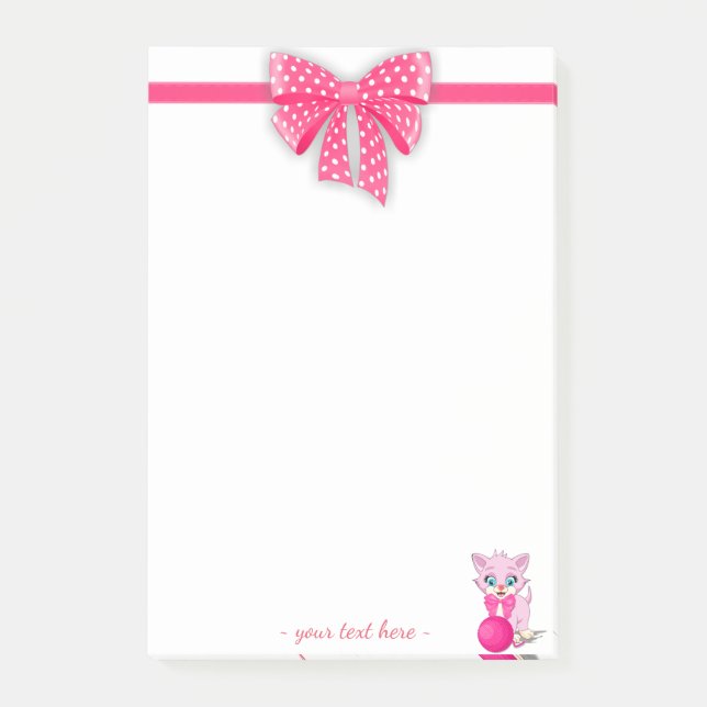 Bloco Post-it Cartoon de Kitten Cutie Pink (Frente)
