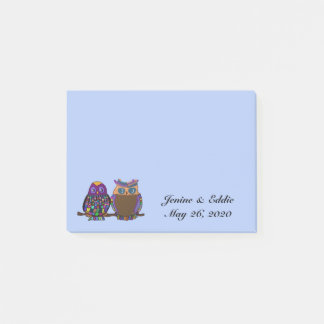 Bloco Post-it Casal Owl Wedding Favor Postar Notas