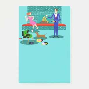 Bloco Post-it Casal Retroativo com Notas de Posto de Cães