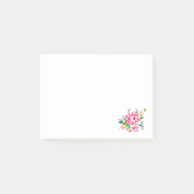 Bloco Post-it Casamento Pink Peony bando de flores (Frente)