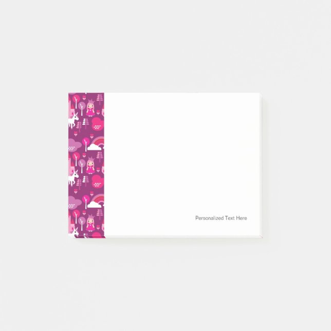 Bloco Post-it castelo da princesa e arco-íris de unicórnio (Frente)