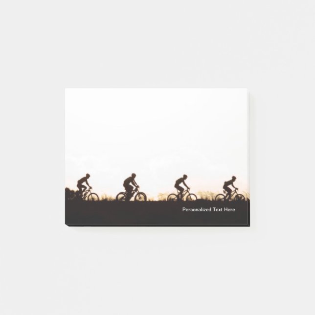 Bloco Post-it Cavaleiros De Bicicleta Montanha Se Levantam Sobre (Frente)
