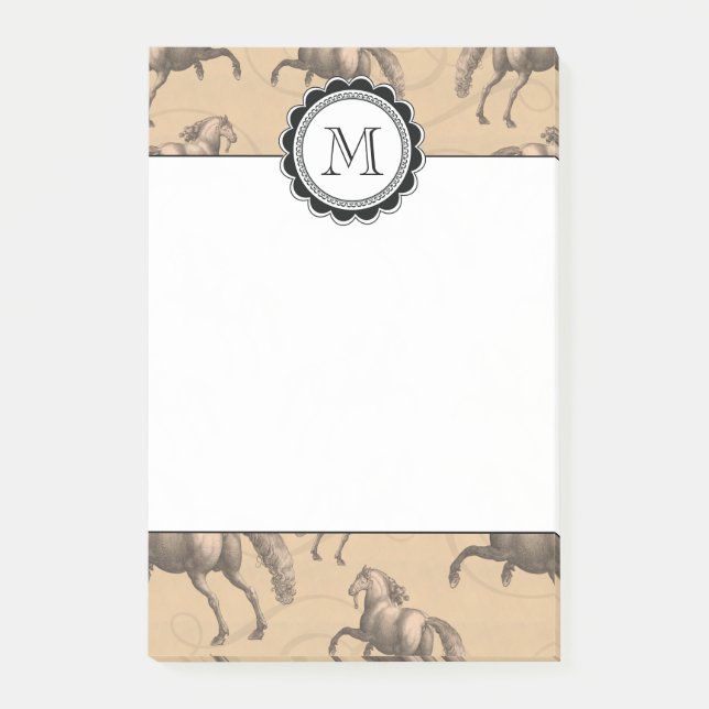 Bloco Post-it Cavalo espanhol de galope elegante (Frente)
