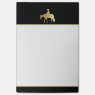 Bloco Post-it Cavalo ocidental dourado do prazer no preto