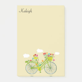 Bloco Post-it Cesto de Flores de Bicicleta Vintage Personalizado