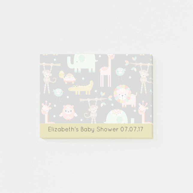 Bloco Post-it Chá de fraldas de Arte de Animais Selvagens Cutes  (Frente)