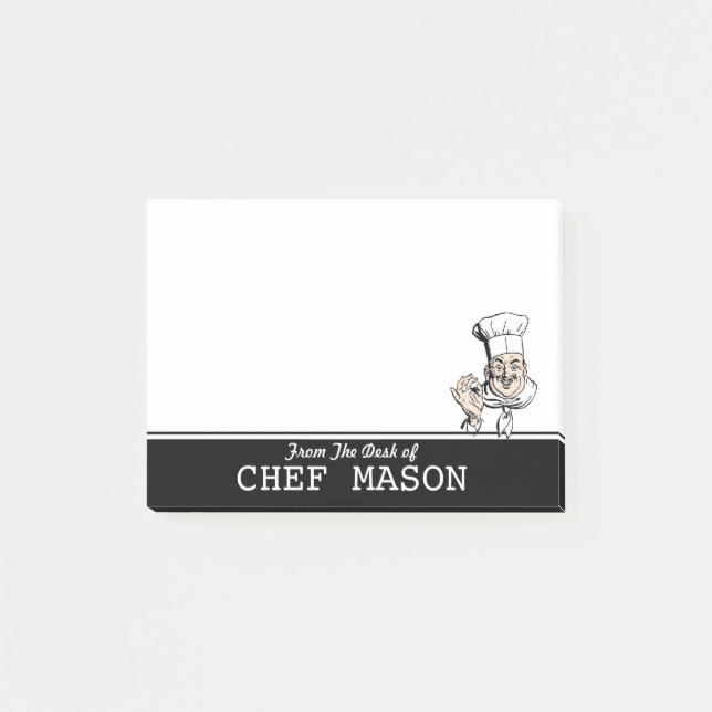 Bloco Post-it Chef de Gordura Engraçado Personalizado (Frente)