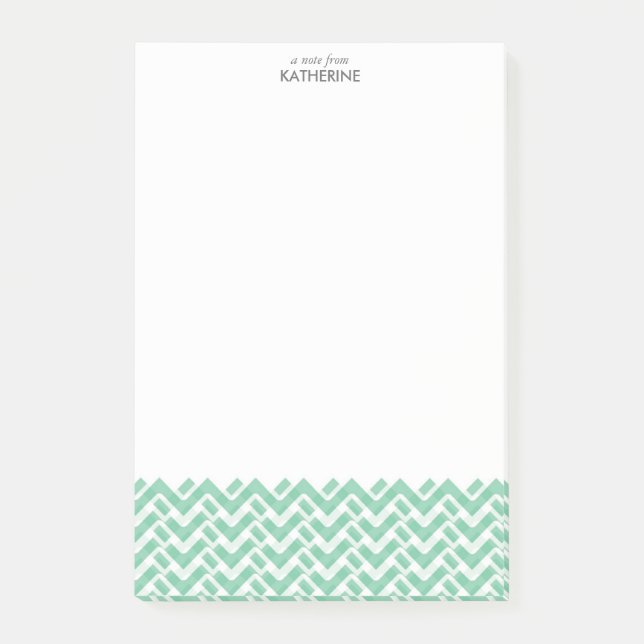 Bloco Post-it Chevron tecido verde e branco (Frente)